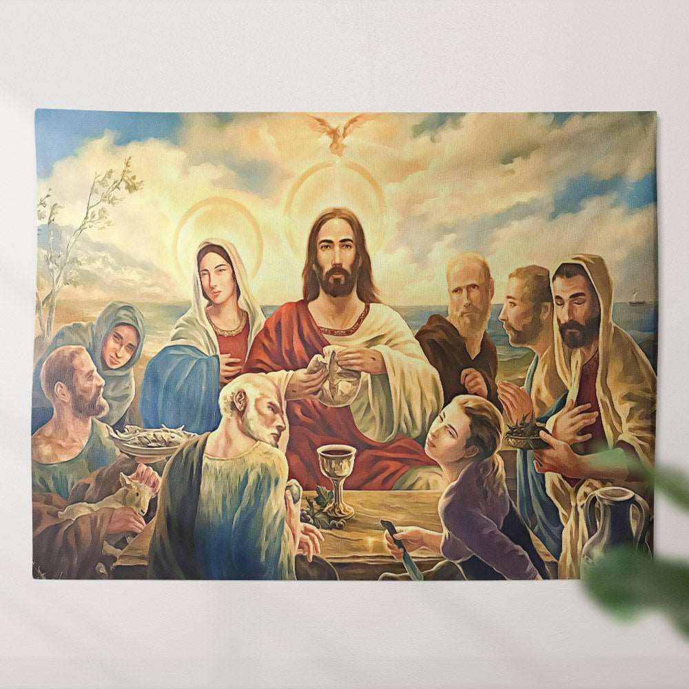 Agape Oil Painting - Christian Tapestry Wall Hanging - Biblical Tapestries - Religious Wall Decor - Ciaocustom