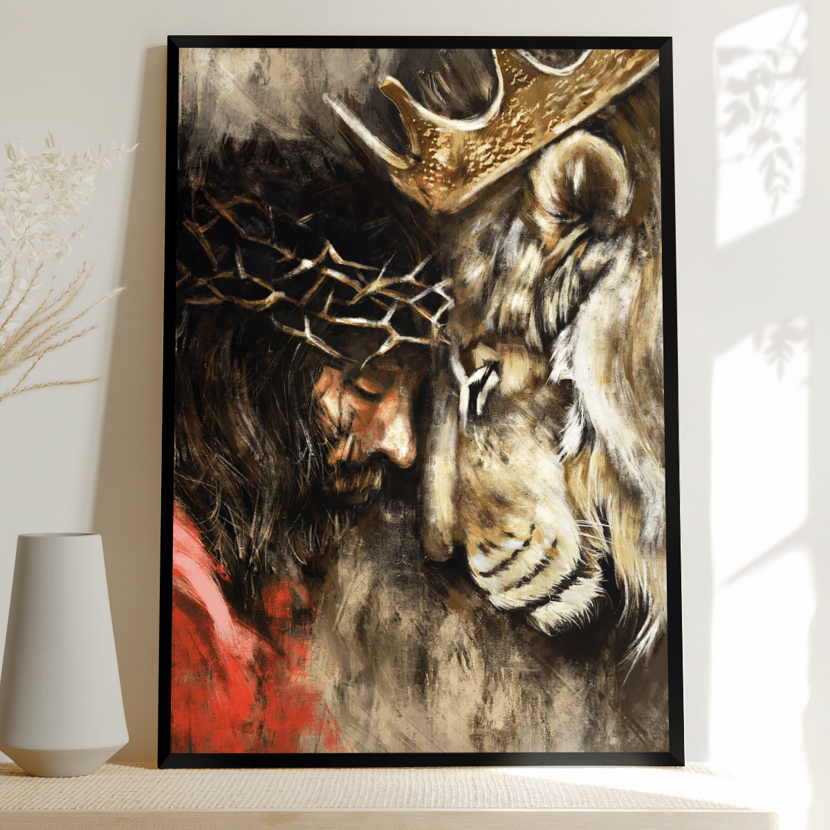 The Combination Of Jesus And Lion Poster
