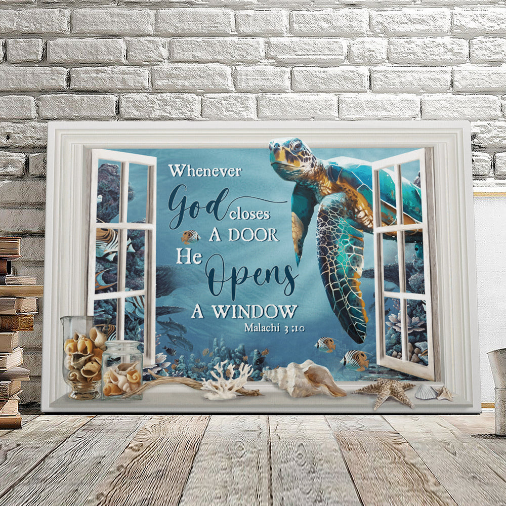 Turtle - Whenever God Closes A Door - Christian Canvas Prints - Faith Canvas - Bible Verse Canvas - Ciaocustom