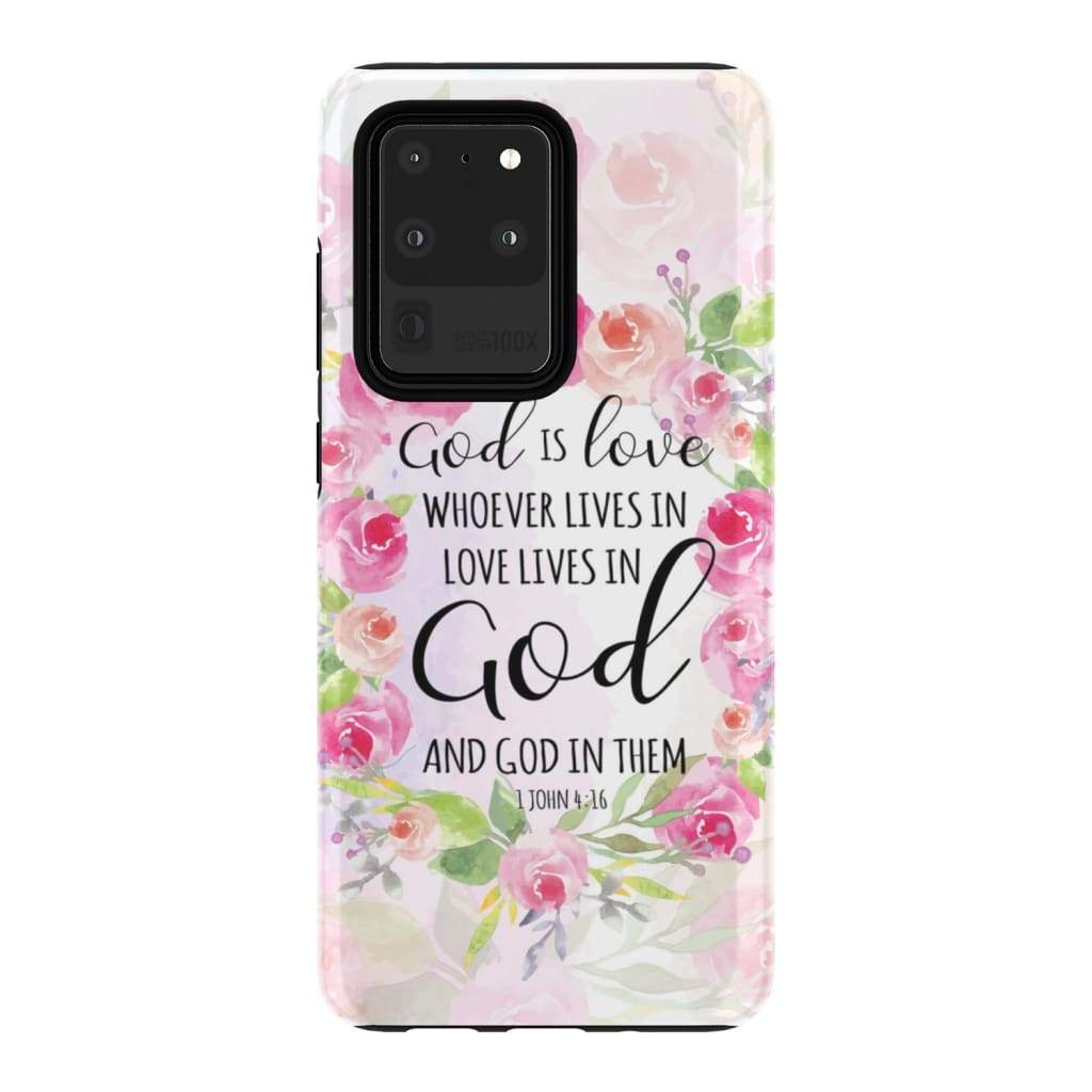 1 John 416 God Is Love Floral Bible Verse Phone Case - Christian Phone Cases - Religious Phone Case