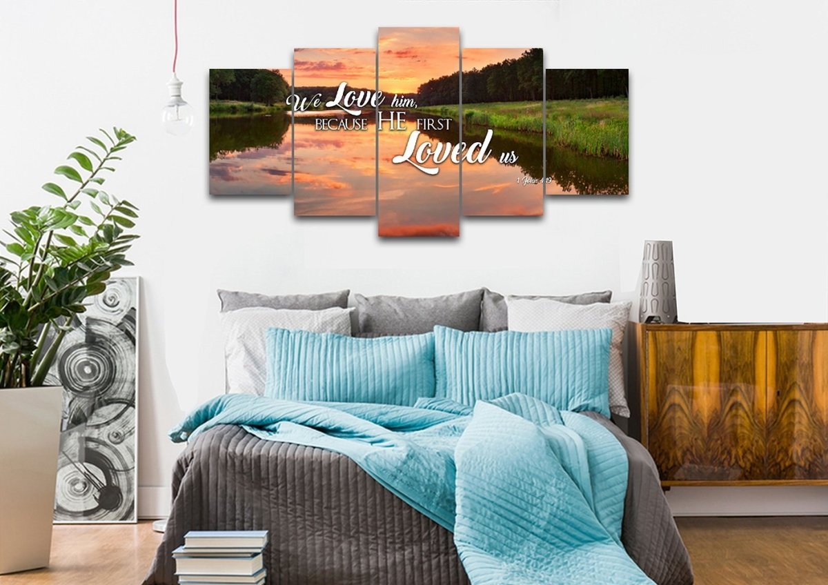 1 John 419 Kjv He First Loved Us Canvas Wall Art Print - Christian Canvas Wall Art