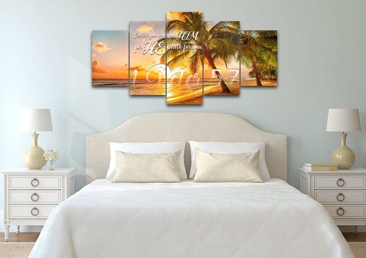 1 Peter 57 Kjv Canvas Wall Art Print - Christian Canvas Wall Art