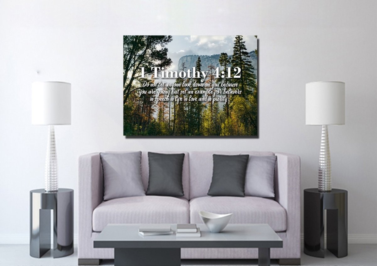 1 Timothy 412 Don’t Let Anyone Look Down On You Because You Are Young Bible Verse Canvas - Christian Canvas Wall Art