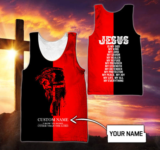 Christian Jesus Bow To None Black And Red Color Jesus Customized Men Tank Top - Christian Tank Top For Men