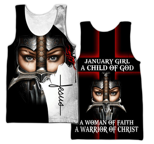 January Girl I Am A Daughter Of God Jesus  Tank Top - Christian Tank Top For Men