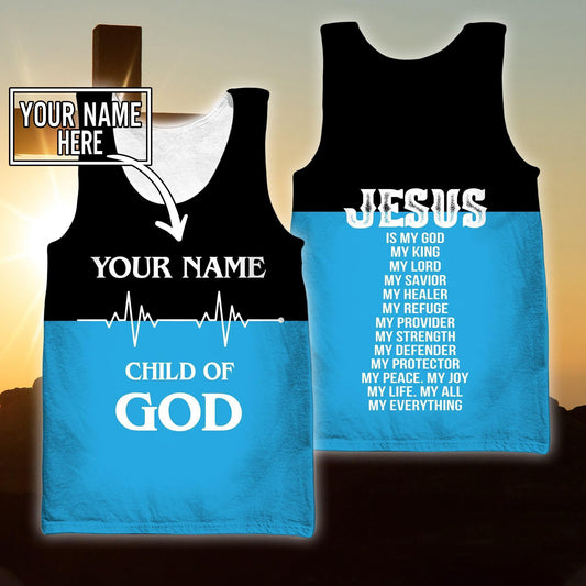 Christian Jesus Child Of God Black And Blue Color Jesus Men Tank Top - Christian Tank Top For Men