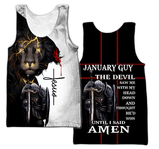 January Guy Until I Said Amen Jesus  Tank Top - Christian Tank Top For Men