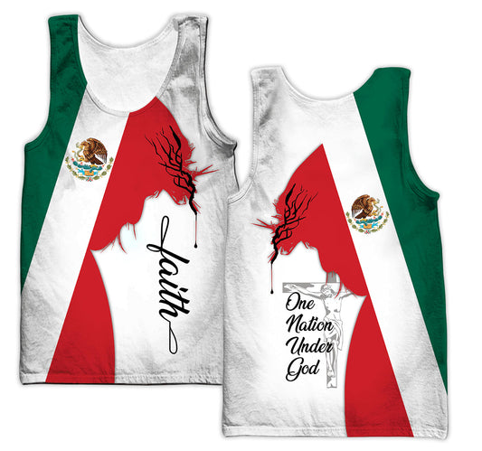Mexico One Nation Under God Jesus  Unisex Tank Top - Christian Tank Top For Men