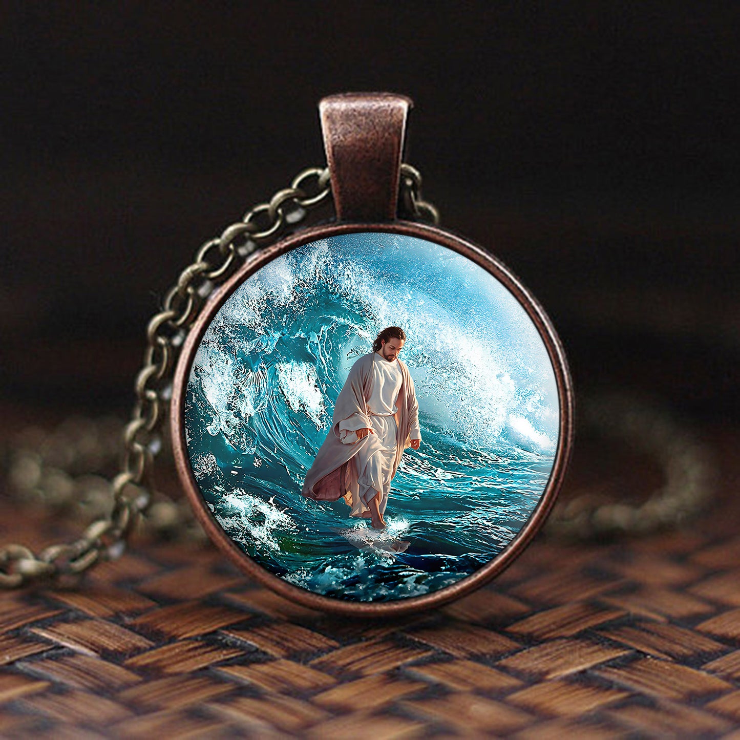 Jesus Walks On The Sea - Jesus Christ Necklace - Catholic Necklace - Religious Pendant - Ciaocustom