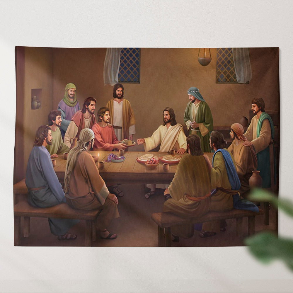 Christ Instituting - Christian Art Gift - God Tapestry - Jesus Wall Tapestry - Religious Tapestry Wall Hangings - Bible Verse Wall Tapestry - Religious Tapestry - Ciaocustom