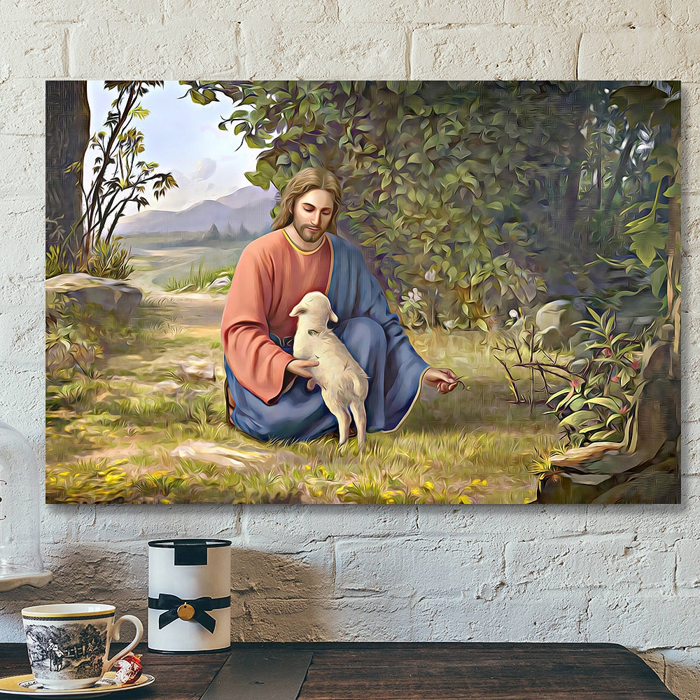 Jesus And Lamb Canvas Wall Art - Jesus Canvas Posters - Ciaocustom
