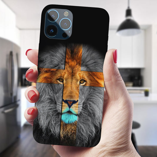 Lion And Cross - Christian Phone Case - Jesus Phone Case - Religious Phone Case - Ciaocustom