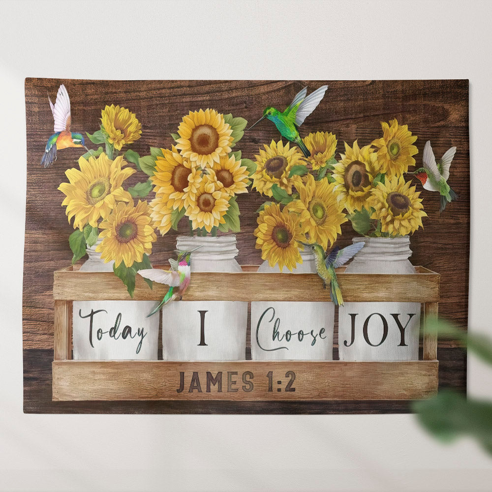 Sunflower Tapestry - Today Is Choose Joy - Sunflower Wall Tapestry - Bible Tapestry - Christian Wall Tapestry - Religious Tapestry - Ciaocustom