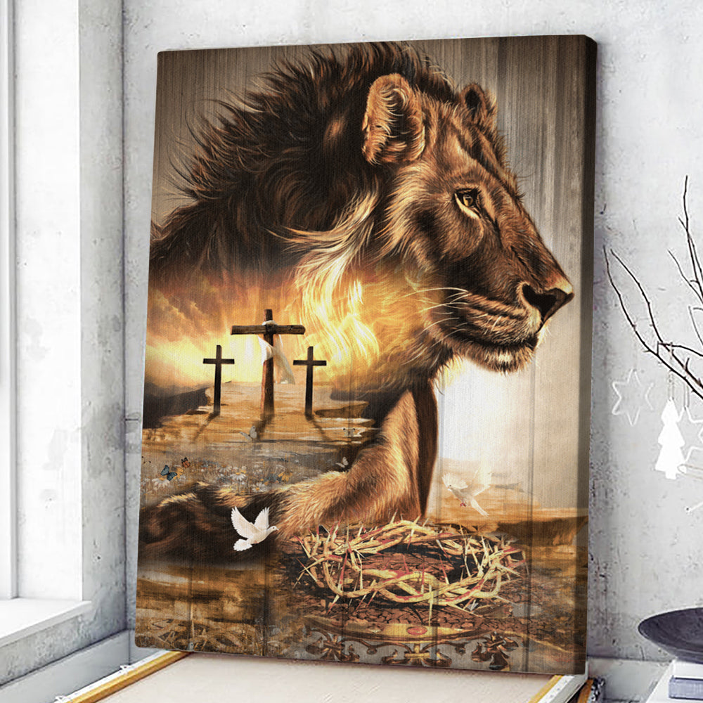 Lion Painting - Crow Of Thorns - Christian Canvas Wall Art - Religious Wall Decor - Faith Canvas Wall Art - Scripture Wall Art - Ciaocustom