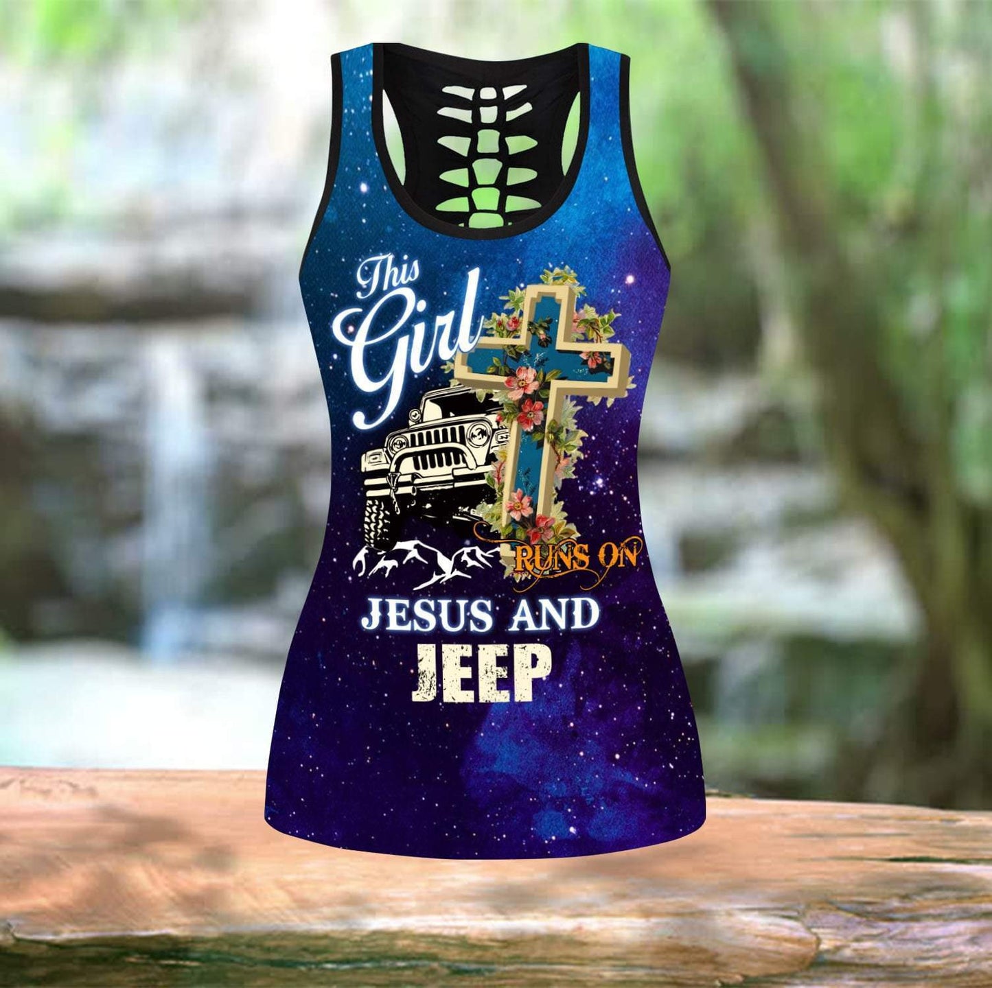 This Girl Runs On Jesus And Jeep Jesus Tank Top Legging - Christian Tank Top And Legging Sets For Women