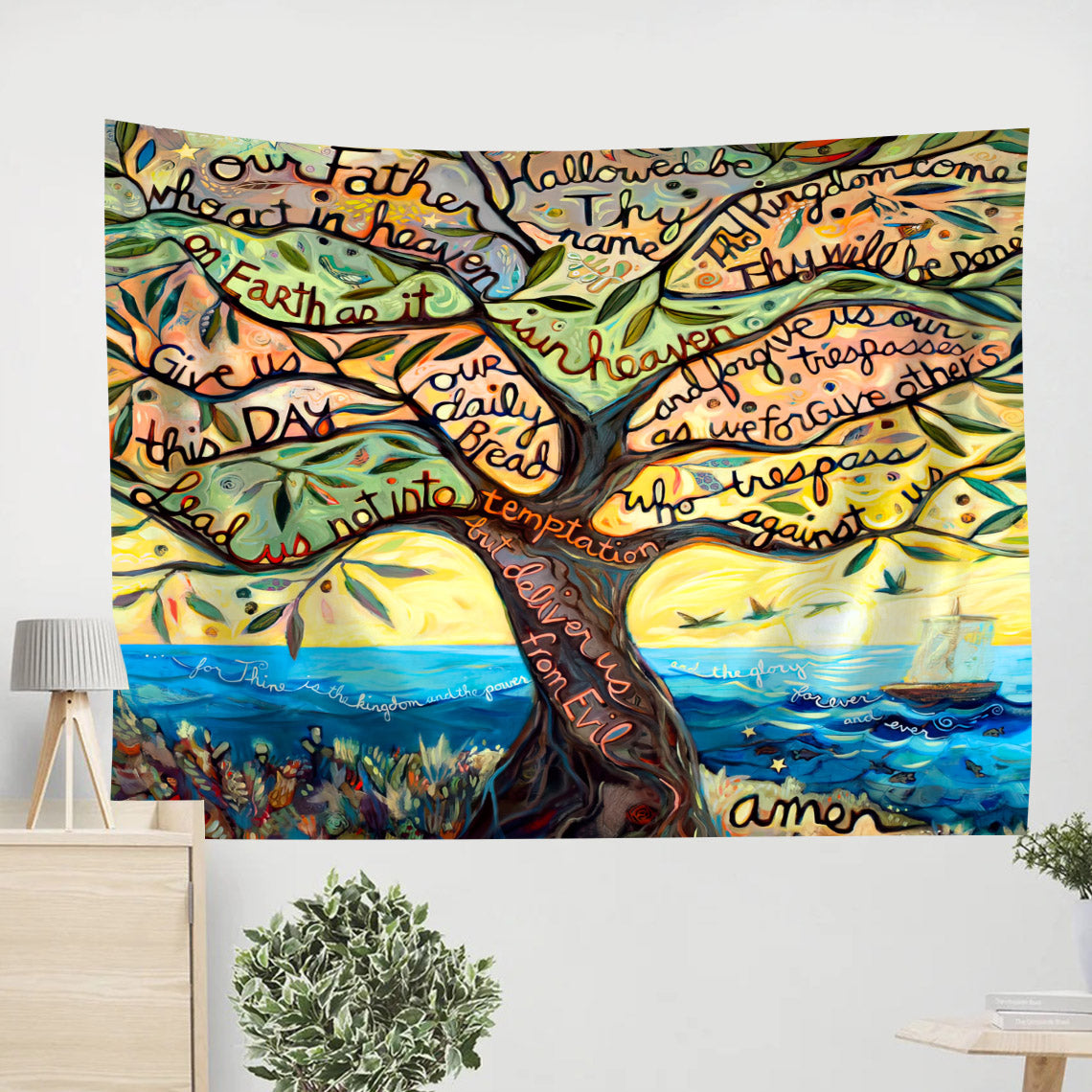 Our Father Wall Tapestry - Christian Tapestry Wall Hanging - Ciaocustom