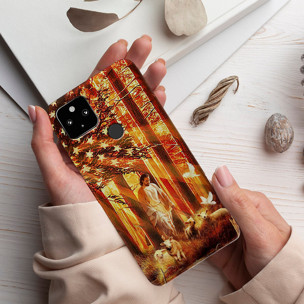 Jesus Walking In Forest With The Lambs - Christian Phone Case - Jesus Phone Case - Religious Phone Case - Ciaocustom