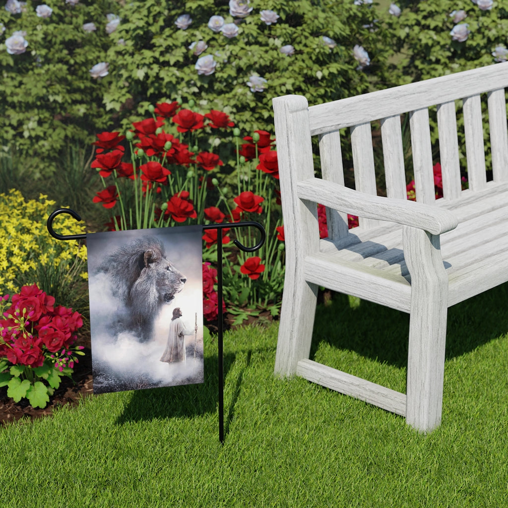 Lion And The Jesus - Christian's Flag - Garden Decor - Garden Flag Stand - Christian Gift - Ciaocustom