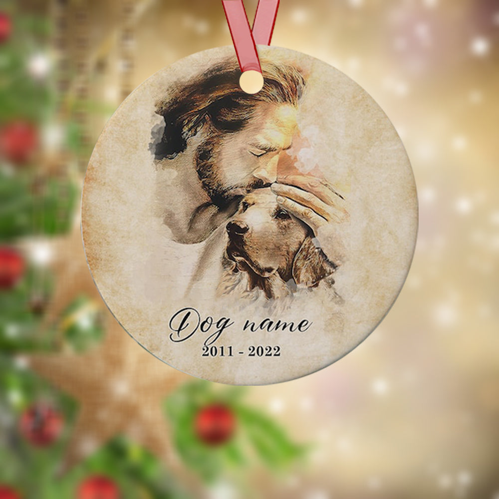 Custom Jesus And Dog Memorial Ornament - Safe in His Arms Ornament - Christmas Ornament - Ciaocustom