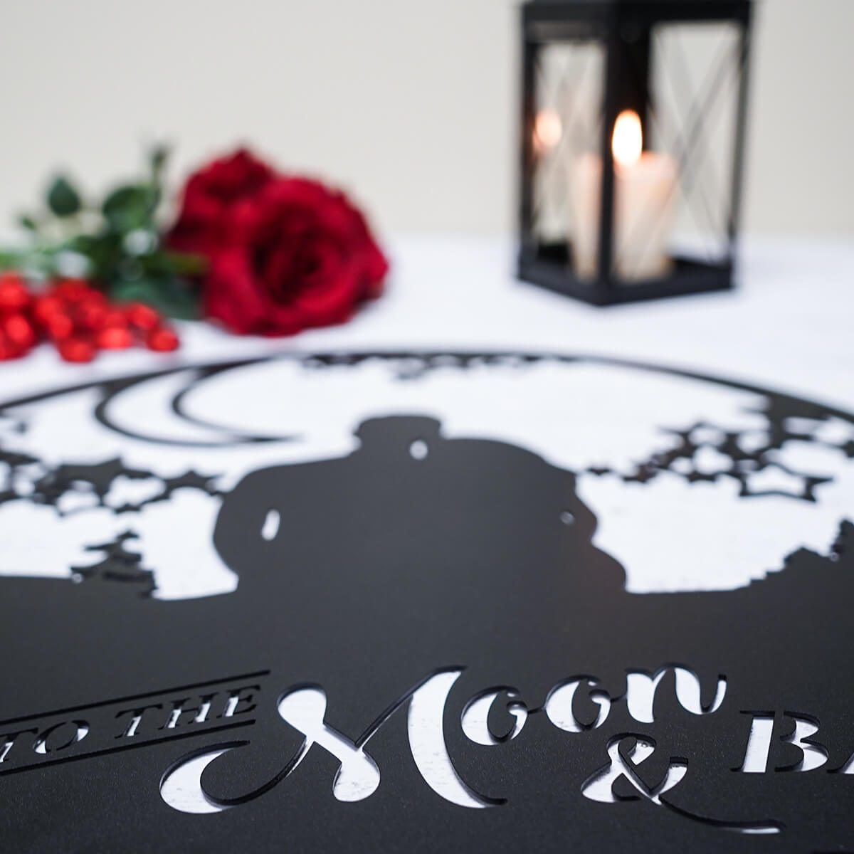 Love You To The Moon Metal Wall Art - Valentines Day Gift for Girlfriend