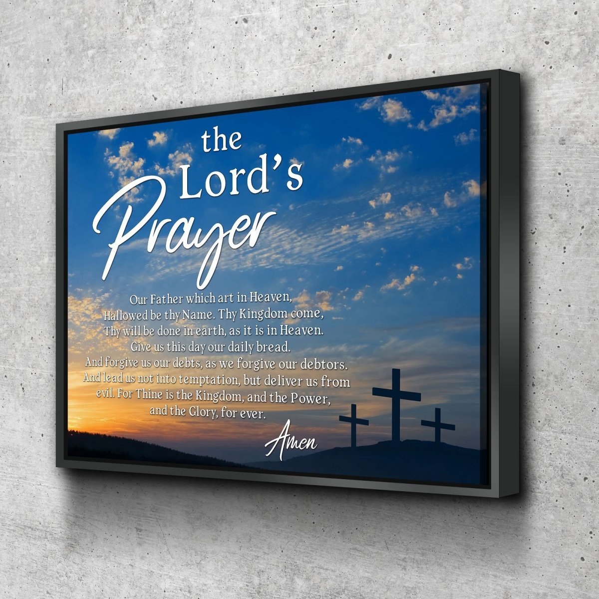 3 Cross Sunrise Sunset & The Lords Prayer Wall Art - Christian Canvas ...