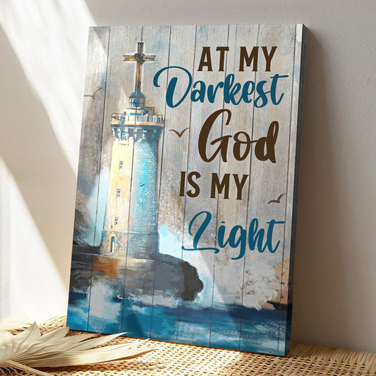 Jesus Canvas Art - At My Drakest God Is My Light Canvas Poster - Scripture Wall Decor - Ciaocustom