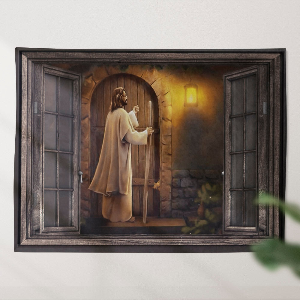 Jesus Knocks The Door Tapestry - God Tapestry - Bible Verse Tapestry - Christian Wall Tapestry - Religious Tapestry - Christian Gift - Ciaocustom