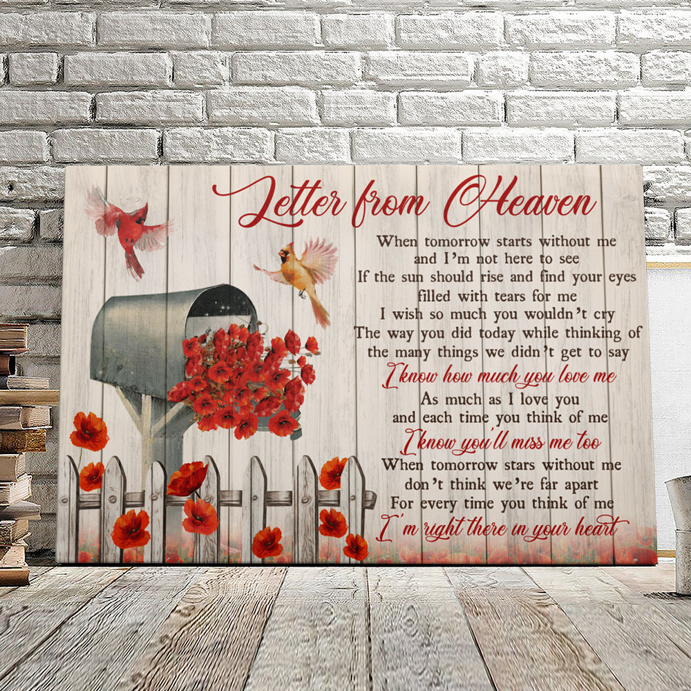 Letter From Heaven - Cardinal Bird - Christian Canvas Prints - Faith Canvas - Bible Verse Canvas - Ciaocustom