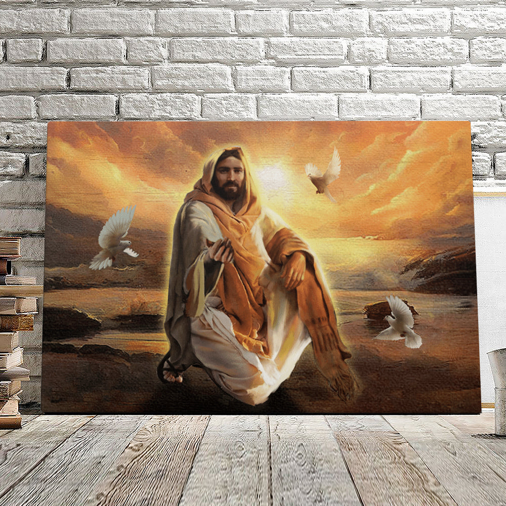 Jesus And Dove - Jesus Wall Art - Christ Pictures - Christian Canvas Prints - Faith Canvas - Gift For Christian - Ciaocustom
