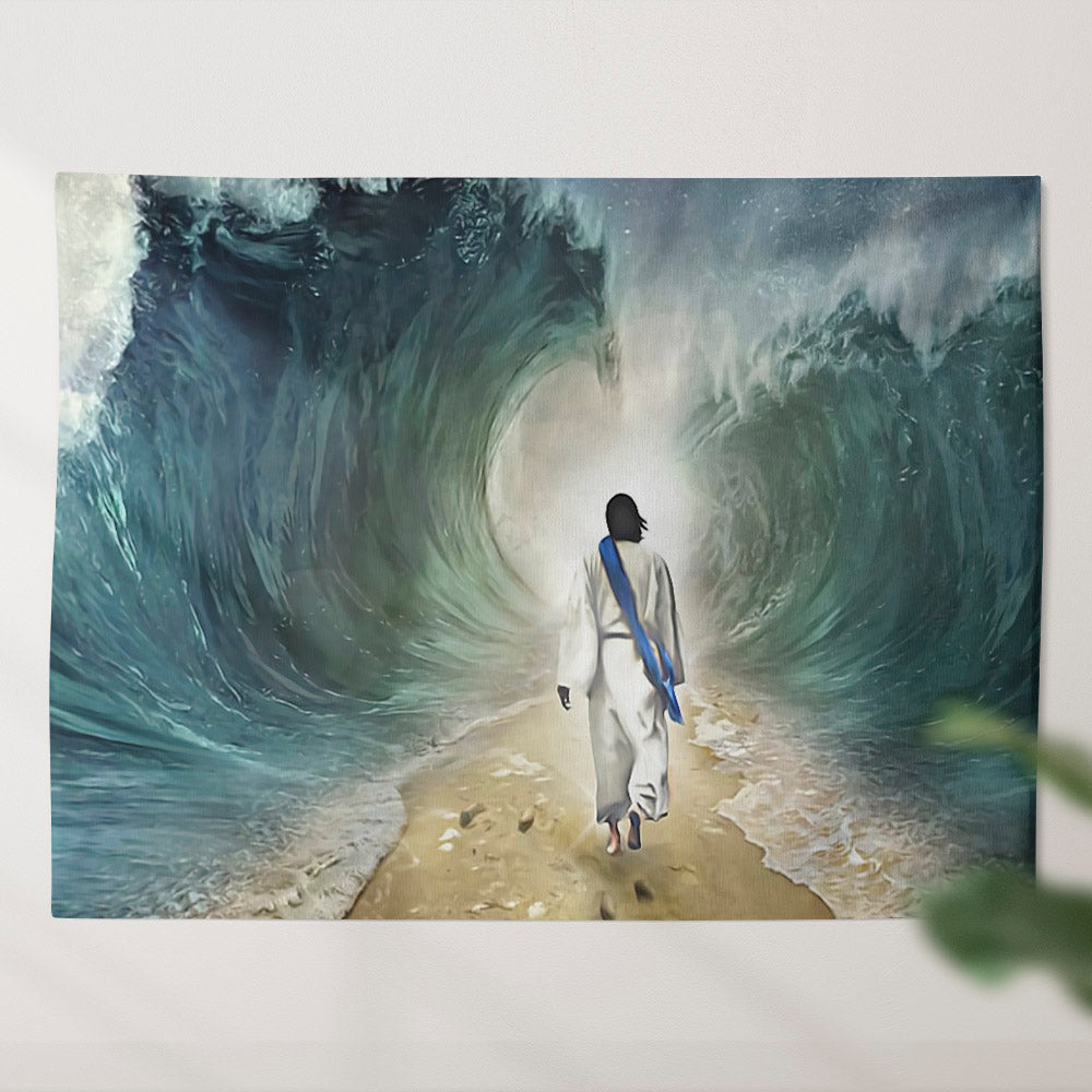 Crossing The Red Sea - We Believe In God - Religious Wall Decor - Christian Wall Tapestry - God Tapestry - Ciaocustom