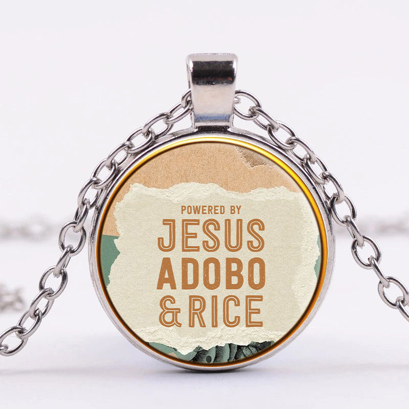 Powered Jesus Adobo & Rice - Catholic Necklace - Religious Pendant - Jesus Christ Necklace - Ciaocustom