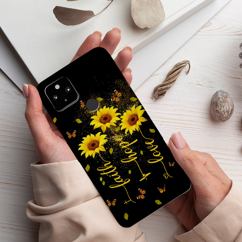 Faith Hope Love - Sunflower - Christian Phone Case - Religious Phone Case - Bible Verse Phone Case - Ciaocustom