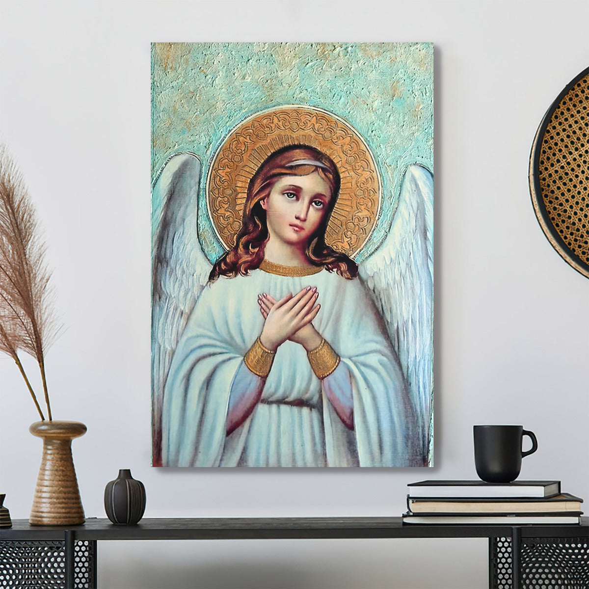 Guardian Angel Handmade Greek Art - Religious Wall Art Gift - Ciaocustom