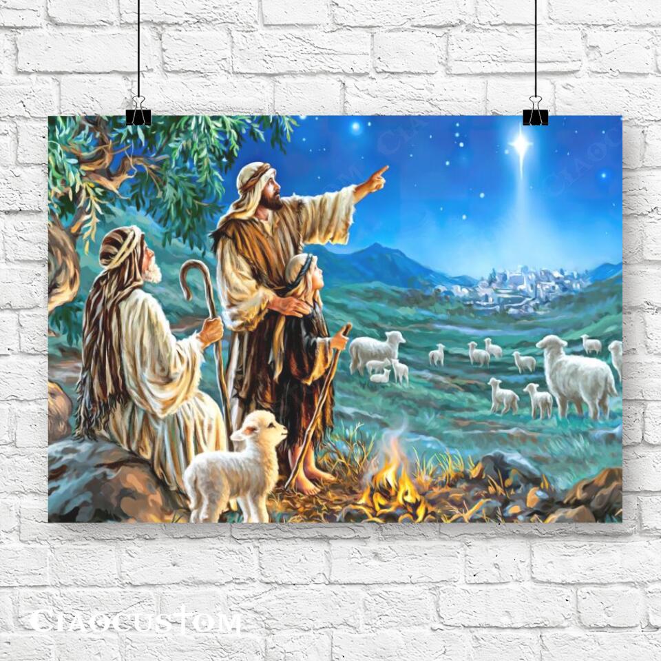 The Shepherds in The Christmas Story - Jesus Canvas Painting - Jesus Canvas Art - Jesus Poster - Jesus Canvas - Christian Gift - Ciaocustom