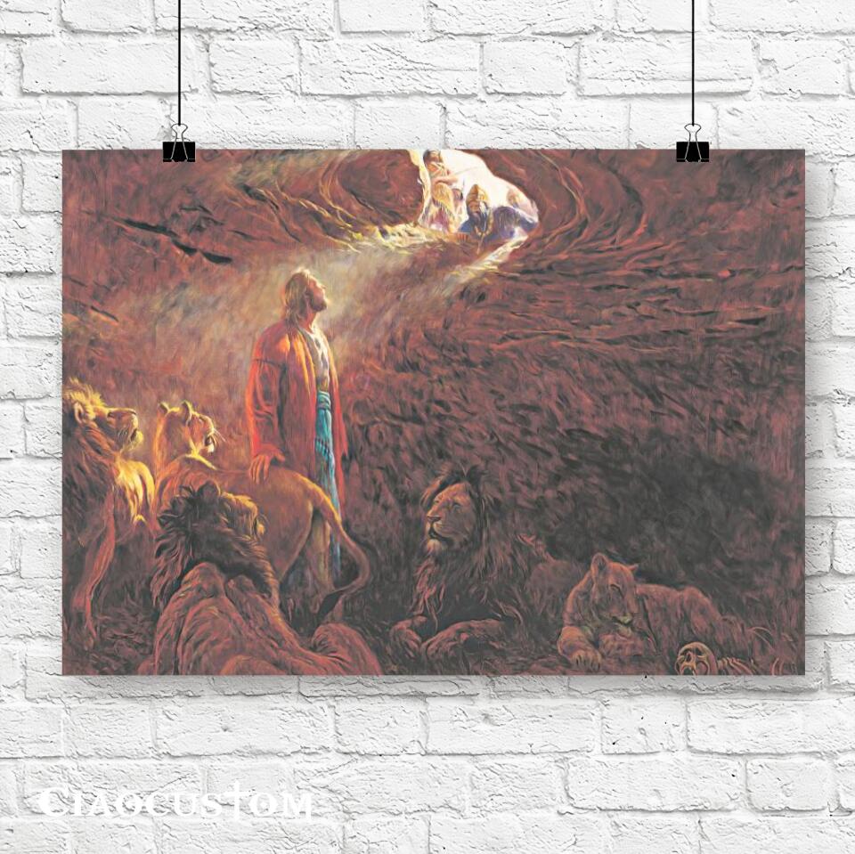 Jesus And Lions In The Cave - Jesus Canvas Painting - Jesus Canvas Art - Jesus Poster - Jesus Canvas - Christian Gift - Ciaocustom