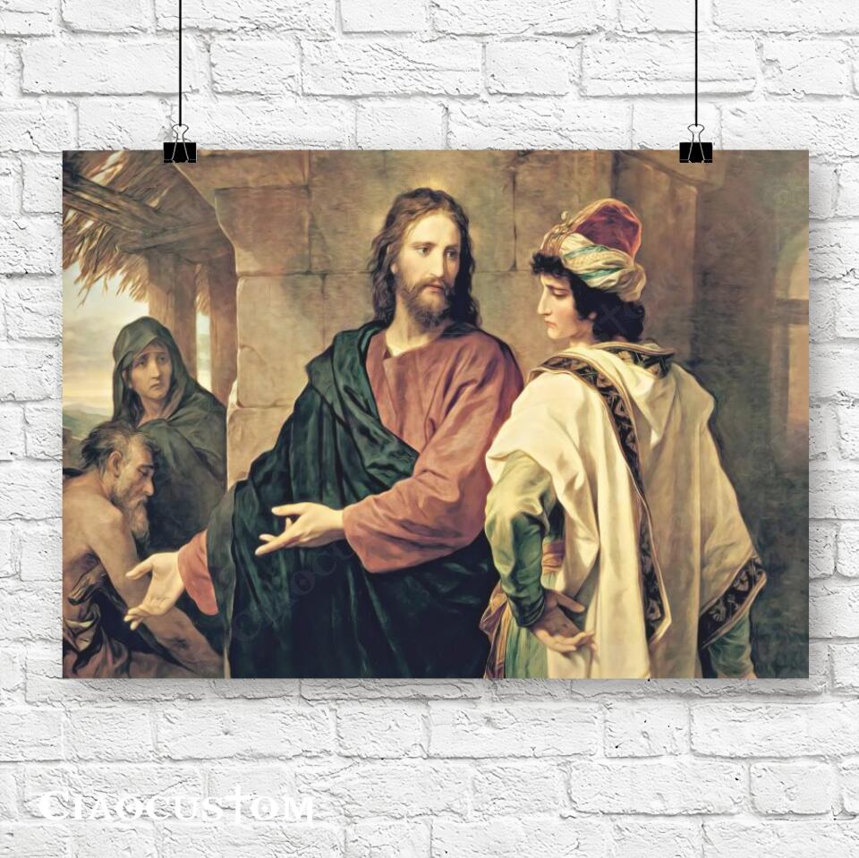 The Rich Young Man - Jesus Canvas Painting - Jesus Canvas Art - Jesus Poster - Jesus Canvas - Christian Gift - Ciaocustom