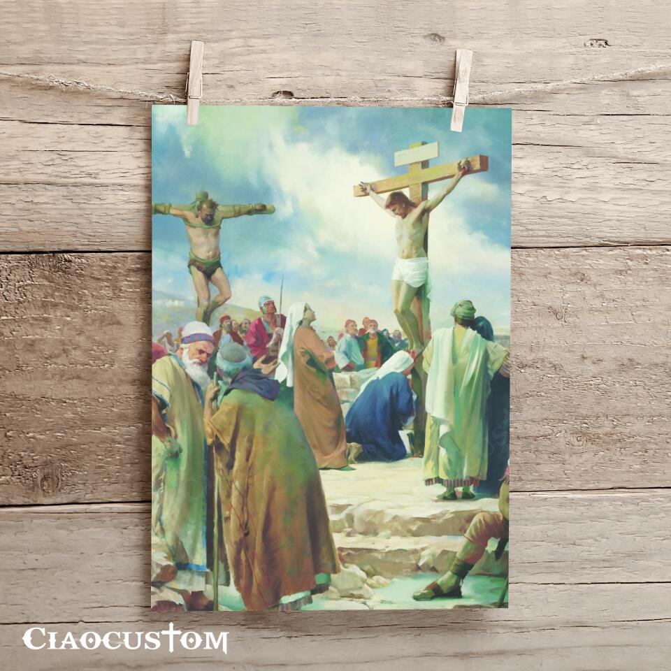 Jesus And The Two Thieves - Jesus Wall Pictures - Jesus Canvas Painting - Jesus Poster - Jesus Canvas - Christian Gift - Ciaocustom