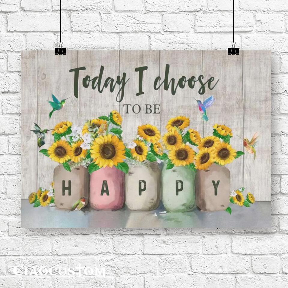 Today I Choose To Be Happy - Sunflower - Jesus Canvas Wall Art - Bible Verse Canvas - Christian Canvas Wall Art - Ciaocustom