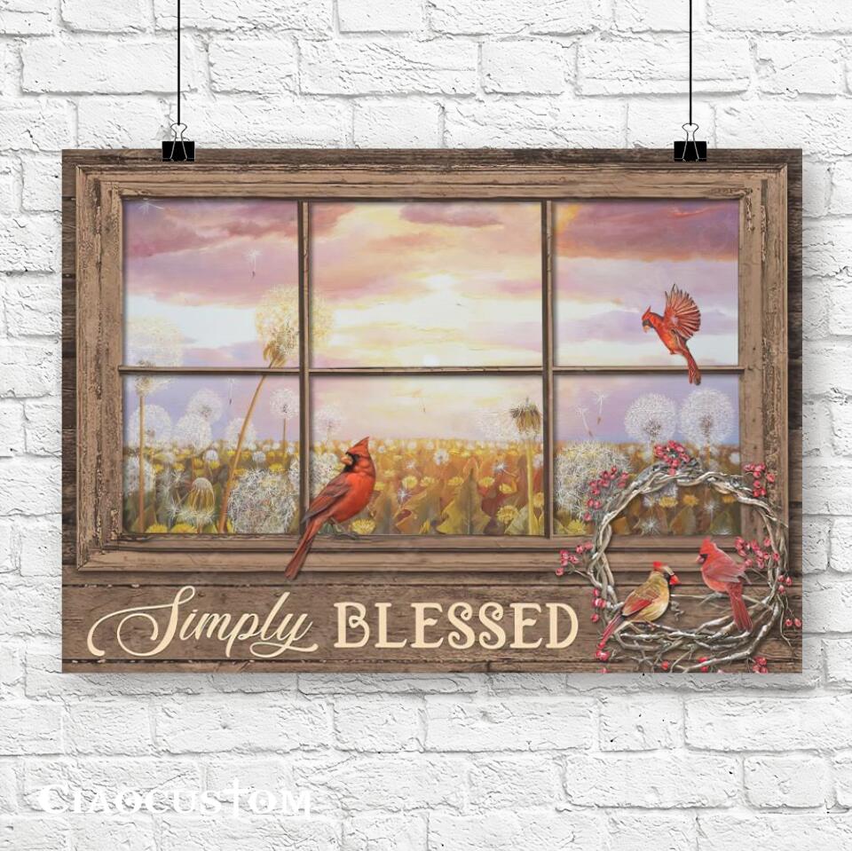 Simply Blessed - Cardinal Bird Painting - Faith Canvas - Bible Verse Canvas - Christian Canvas Wall Art - Ciaocustom