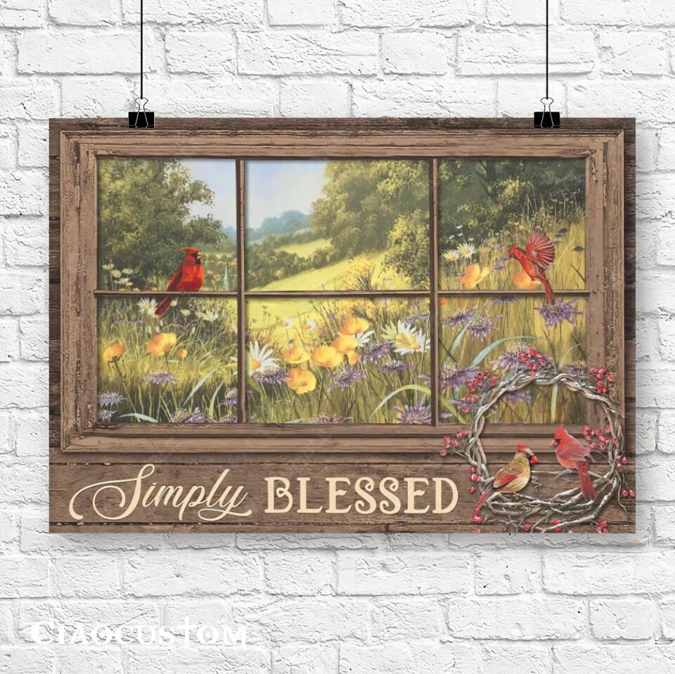 Simply Blessed - Cardinal Bird And Car Painting - Faith Canvas - Bible Verse Canvas - Christian Canvas Wall Art - Christian Gift - Ciaocustom