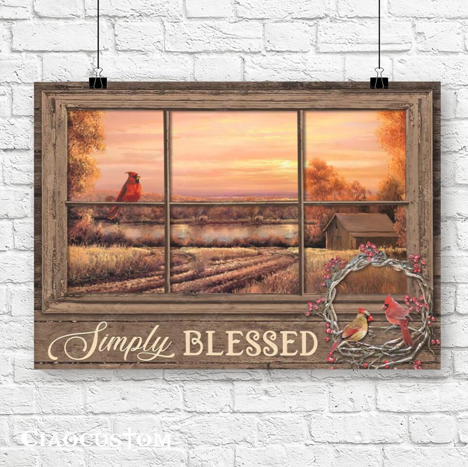 Simply Blessed 15 - Cardinal Bird Painting - Jesus Poster - Jesus Canvas - Christian Canvas Wall Art - Christian Gift - Ciaocustom