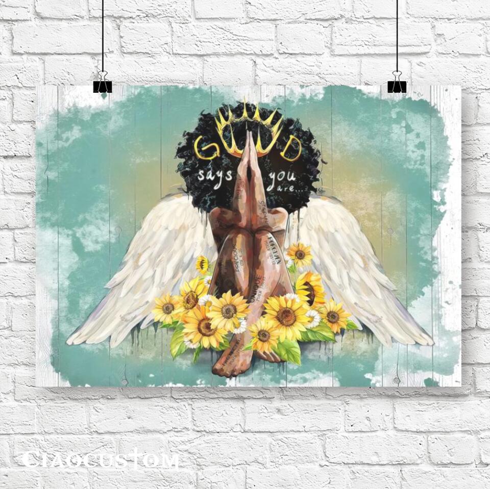 God Says You Are - Sunflower - Jesus Canvas Wall Art - Bible Verse Canvas - Christian Canvas Wall Art - Ciaocustom