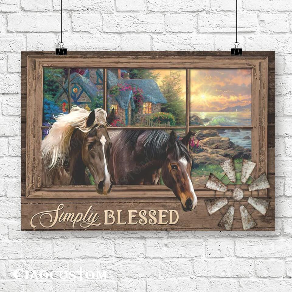 Simply Blessed - House And Horse - Jesus Canvas Wall Art - Bible Verse Canvas - Christian Canvas Wall Art - Ciaocustom