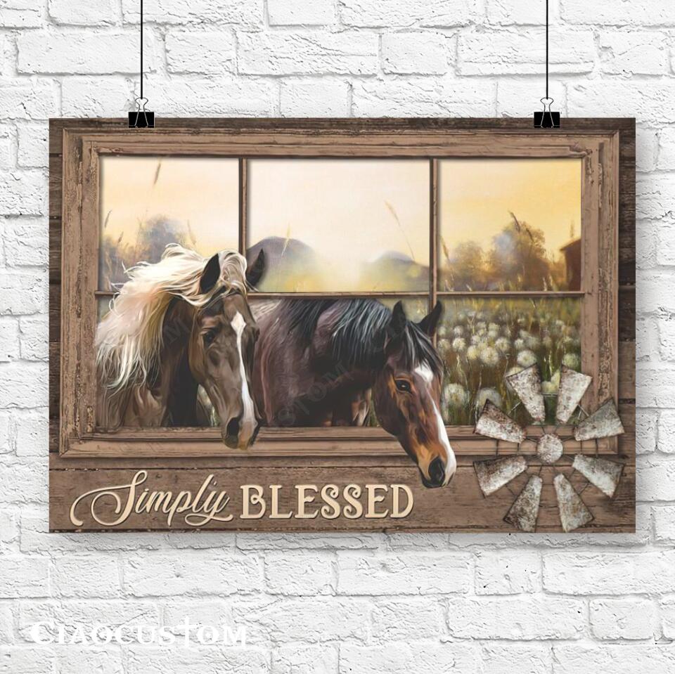Simply Blessed - Dandelion Garden And Horse - Jesus Canvas Wall Art - Bible Verse Canvas - Christian Canvas Wall Art - Ciaocustom