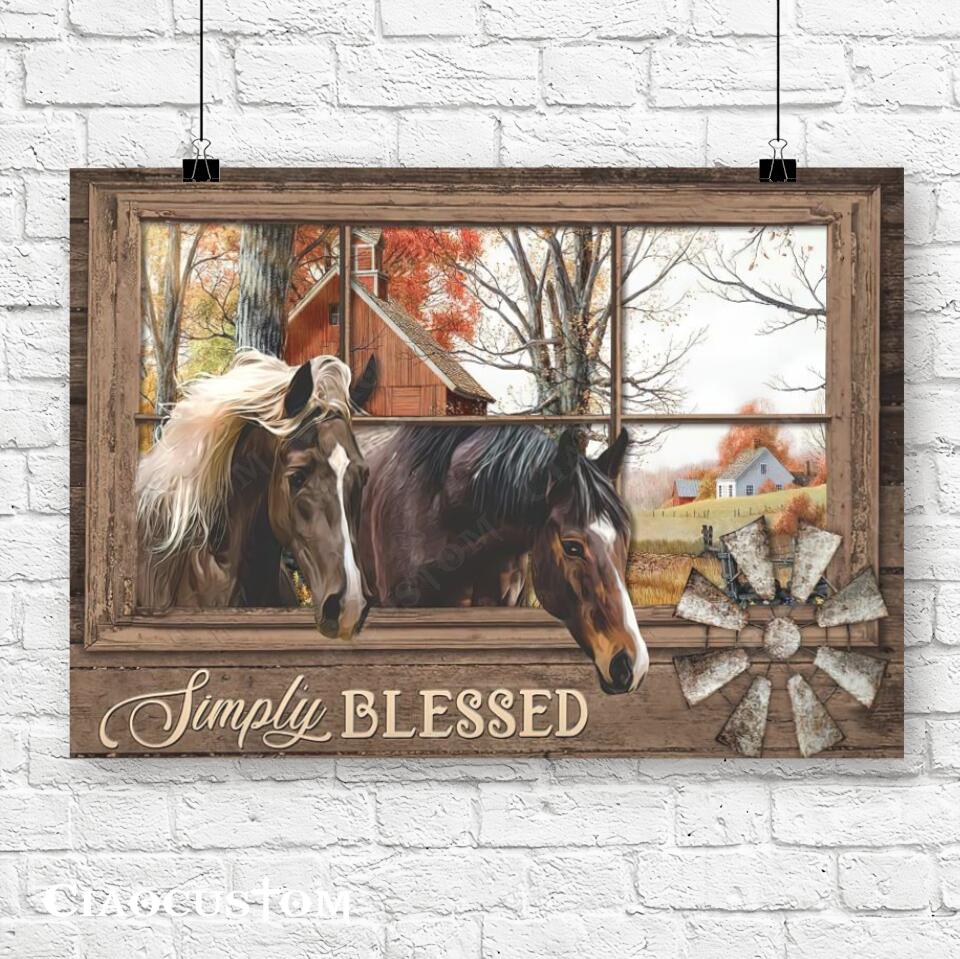 Simply Blessed - Horse - Faith Canvas - Bible Verse Canvas - Christian Canvas Wall Art - Ciaocustom