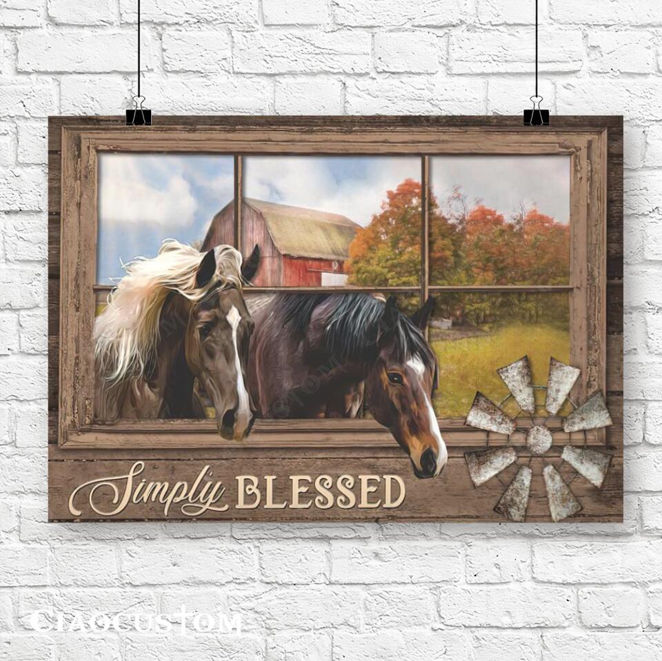 Horse - Simply Blessed Canvas Wall Art - Bible Verse Canvas - Christian Canvas Art - Ciaocustom