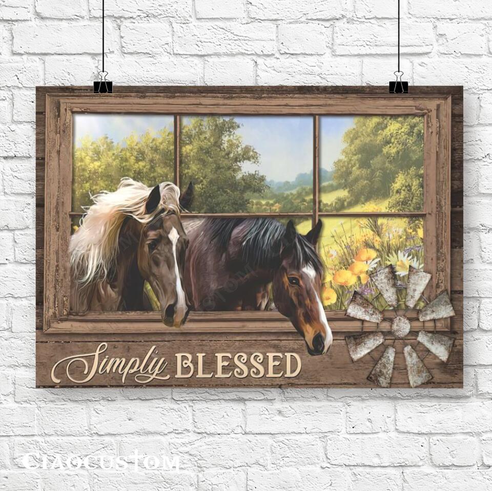 Horse - Simply Blessed Canvas Wall Art - Bible Verse Canvas - Christian Canvas Wall Art - Ciaocustom