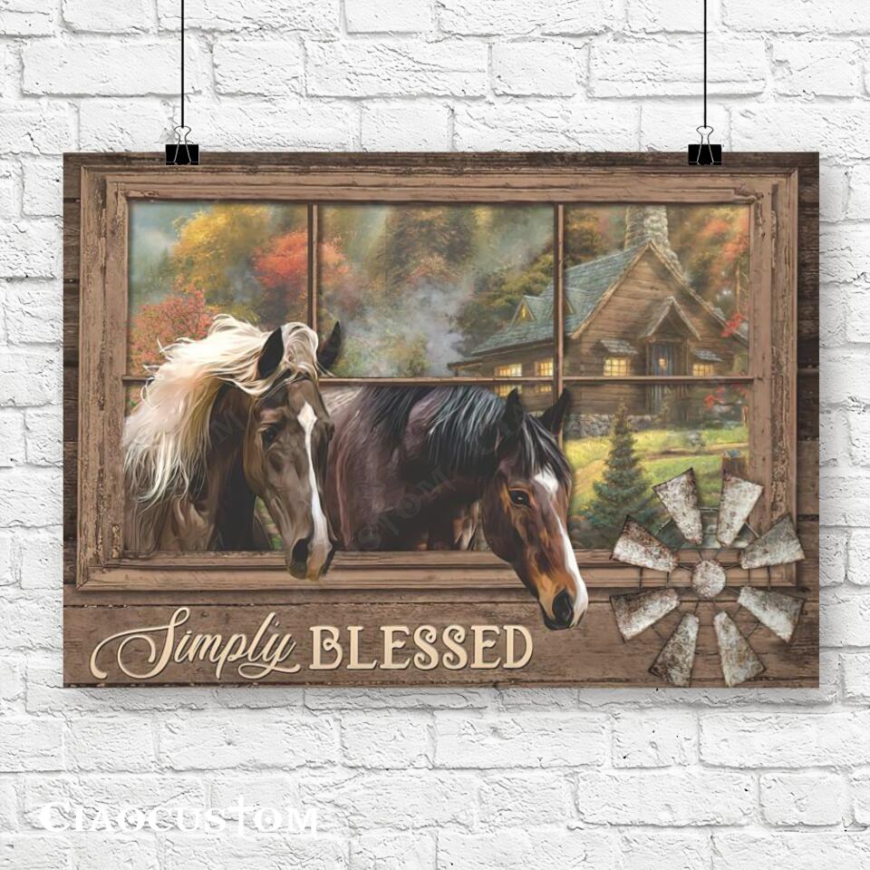 Simply Blessed - Horse Canvas Art - Bible Verse Canvas - Christian Canvas Wall Art - Ciaocustom