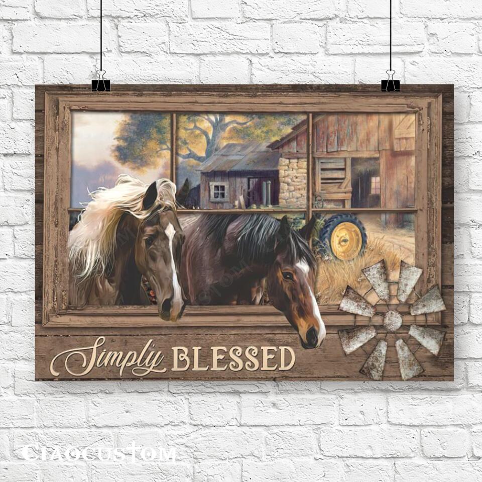 Simply Blessed - Horse - Jesus Canvas Art - Bible Verse Canvas - Christian Canvas Wall Art - Ciaocustom