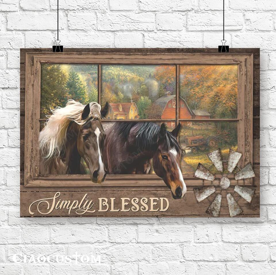 Simply Blessed - Horse Canvas - Bible Verse Canvas - Christian Canvas Wall Art - Ciaocustom
